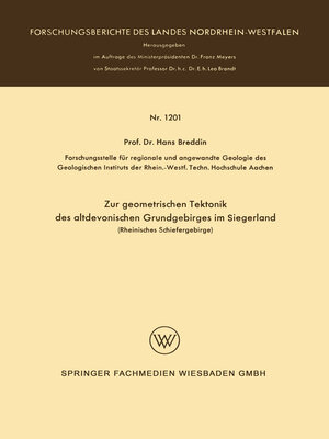 cover image of Zur geometrischen Tektonik des altdevonischen Grundgebirges im Siegerland